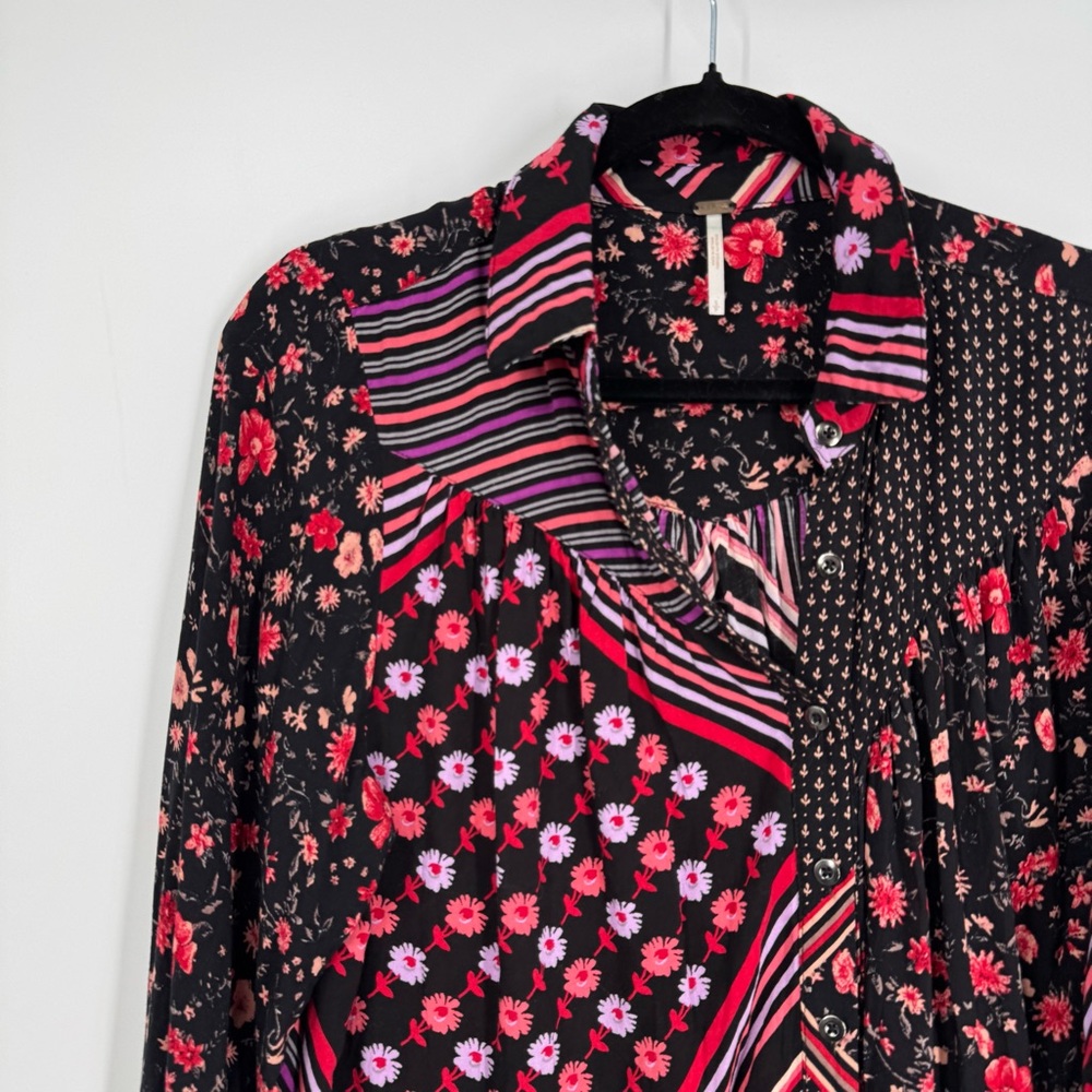 Free People Hazel Patchwork Button Down Blouse - image 6